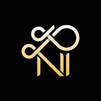 brief n monogram luxe modern logo vector