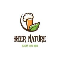 glas bier blad ecologie natuur logo vector