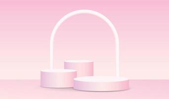 modieus blanco zoet pastel roze geel helling kleur Product Scherm podium stadium met boog 3d illustratie vector voor zetten voorwerp