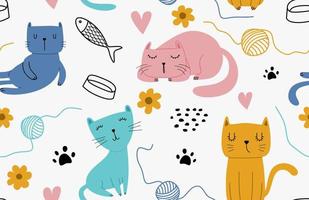 naadloos patroon met verschillend grappig katten. vector