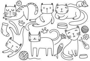 grappig tekening katten schetsen. vector illustratie