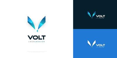 abstract blauw brief v logo ontwerp. modern v eerste logo voor bedrijf en technologie logo vector