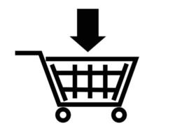 boodschappen doen kar met pijl vector illustratie pictogram