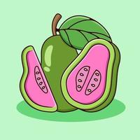 reeks van guava en gesneden guava met tekenfilm stijl illustratie vector