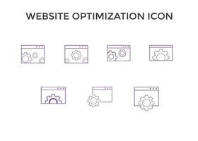 website optimalisatie pictogrammen. website bladzijde ontwikkeling symbool icoon. concept voor seo en web ontwerp vector