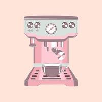 roze koffie maker machine met een kop van een koffie in vlak techniek Aan een beige achtergrond vector