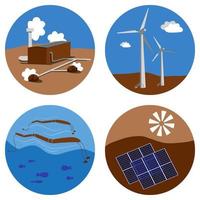 reeks van alternatief energie bronnen pictogrammen. zon, wind, water, aarde eco vriendelijk elektriciteit. zonne, waterstof geothermisch macht illustratie vector