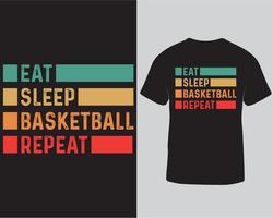 eten slaap basketbal herhaling typografie t-shirt ontwerp. basketbal typografie t-shirt ontwerp vrij downloaden vector