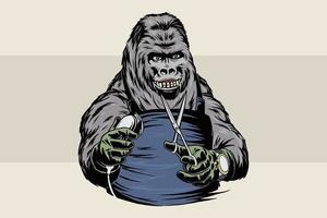 gorilla besnoeiing klassiek, retro illustratie vector