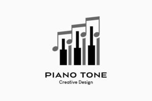 piano muziek- logo ontwerp met creatief concept, toon icoon gecombineerd met piano knop icoon. vector premie