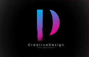 d letter logo-ontwerp met creatieve roze paarse penseelstreek vector