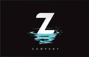 z brief logo ontwerp met water splash rimpelingen druppels reflectie vector