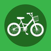 Gaan fiets voor eco reis. groen energie symbool. schattig fiets voor mensen en bescherming de omgeving. opslaan aarde van vervuiling. geïsoleerd illustratie Aan groen achtergrond. vector illustratie.