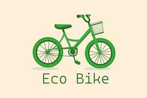 Gaan fiets voor groen reizen. eco technologie symbool. schattig fiets voor mensen en bescherming de omgeving. geïsoleerd illustratie Aan kleur achtergrond. vector illustratie.