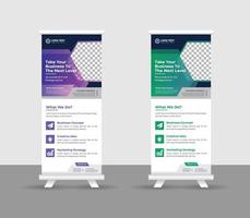 zakelijke roll-up banner staan sjabloonontwerp, moderne draagbare stands corporate roll-up banner lay-out, optrekken, vectorillustratie, zakelijke flyer, brochure, zakelijke banner vector