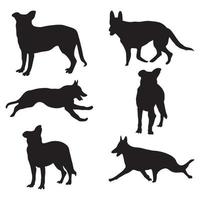 Duitse herder hond silhouetten vector illustratie verschillend poses Aan wit achtergrond.