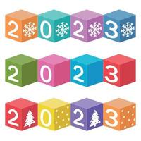 kalender voor kerstmis, nieuw jaar gemaakt van kubussen met de aantal 2023, kleur vector illustratie