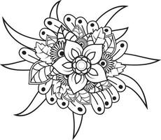 hand- tekening bloem patroon kleur bladzijde, vector