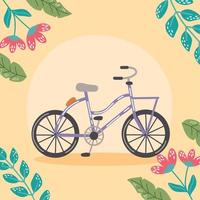 Purper fiets in bloemen kader vector