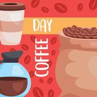 koffie dag belettering vector