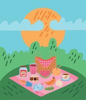 picknick in kamp landschap vector