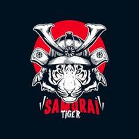 samurai artwork met tijger gezicht vector