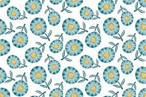 schattig blauw bloemen naadloos patroon in hand- getrokken stijl vector