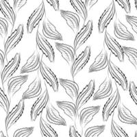 zwart contour bladeren naadloos patroon Aan wit achtergrond. vector illustratie.