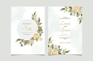 elegante bloemen handgetekende bruiloft uitnodigingskaartsjabloon vector