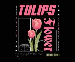 esthetisch illustratie van tulpen bloem t overhemd ontwerp, vector grafisch, typografisch poster of t-shirts straat slijtage en stedelijk stijl