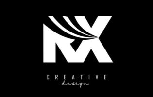 creatief wit brieven rx r X logo met leidend lijnen en weg concept ontwerp. brieven met meetkundig ontwerp. vector