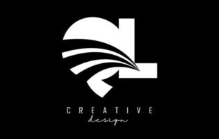 creatief wit brieven ql q l logo met leidend lijnen en weg concept ontwerp. brieven met meetkundig ontwerp. vector