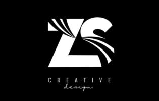 creatief wit brieven zs z s logo met leidend lijnen en weg concept ontwerp. brieven met meetkundig ontwerp. vector