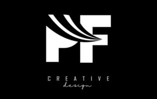 creatief wit brieven pf p f logo met leidend lijnen en weg concept ontwerp. brieven met meetkundig ontwerp. vector