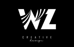 creatief wit brieven wz w z logo met leidend lijnen en weg concept ontwerp. brieven met meetkundig ontwerp. vector
