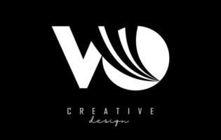 creatief wit brieven vo v O logo met leidend lijnen en weg concept ontwerp. brieven met meetkundig ontwerp. vector