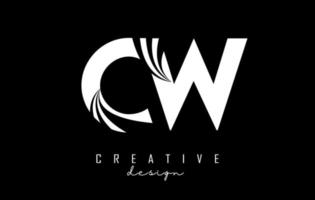 wit brieven cw c w logo met leidend lijnen en weg concept ontwerp. brieven met meetkundig ontwerp. vector