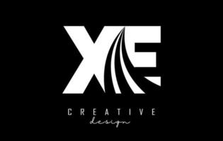 creatief wit brieven xe X e logo met leidend lijnen en weg concept ontwerp. brieven met meetkundig ontwerp. vector