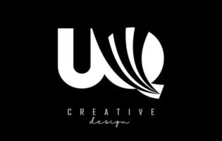 creatief wit brieven uq u q logo met leidend lijnen en weg concept ontwerp. brieven met meetkundig ontwerp. vector