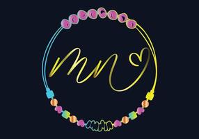 mn monogrammen armband ontwerp, sieraden, bruiloft vector sjabloon