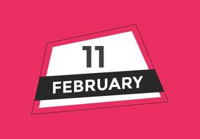 februari 11 kalender herinnering. 11e februari dagelijks kalender icoon sjabloon. kalender 11e februari icoon ontwerp sjabloon. vector illustratie