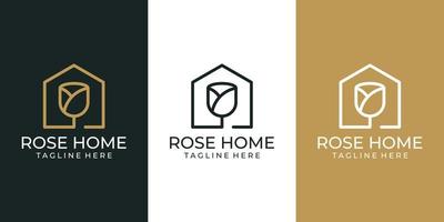 roos huis logo ontwerp vector verzameling. logo kan worden gebruikt voor icoon, merk, identiteit, creatief, huis, vrouwelijk, minimaal, en bedrijf bedrijf