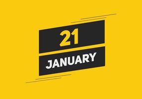 januari 21 kalender herinnering. 21e januari dagelijks kalender icoon sjabloon. kalender 21e januari icoon ontwerp sjabloon. vector illustratie