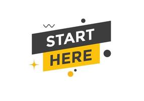 begin hier knop. begin hier kleurrijk etiket teken sjabloon. begin hier symbool web spandoek. vector