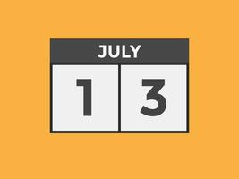 juli 12 kalender herinnering. 12e juli dagelijks kalender icoon sjabloon. kalender 12e juli icoon ontwerp sjabloon. vector illustratie