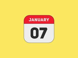 januari 7 kalender herinnering. 7e januari dagelijks kalender icoon sjabloon. kalender 7e januari icoon ontwerp sjabloon. vector illustratie