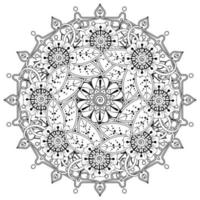 cirkelvormig patroon in de vorm van mandala voor henna, mehndi, tatoeage, decoratie. decoratief ornament in etnische oosterse stijl. kleurboek pagina. vector