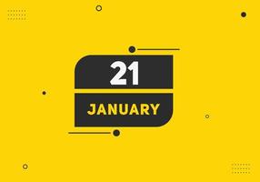 januari 21 kalender herinnering. 21e januari dagelijks kalender icoon sjabloon. kalender 21e januari icoon ontwerp sjabloon. vector illustratie