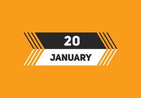 januari 20 kalender herinnering. 20e januari dagelijks kalender icoon sjabloon. kalender 20e januari icoon ontwerp sjabloon. vector illustratie