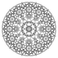 cirkelvormig patroon in de vorm van mandala voor henna, mehndi, tatoeage, decoratie. decoratief ornament in etnische oosterse stijl. kleurboek pagina. vector